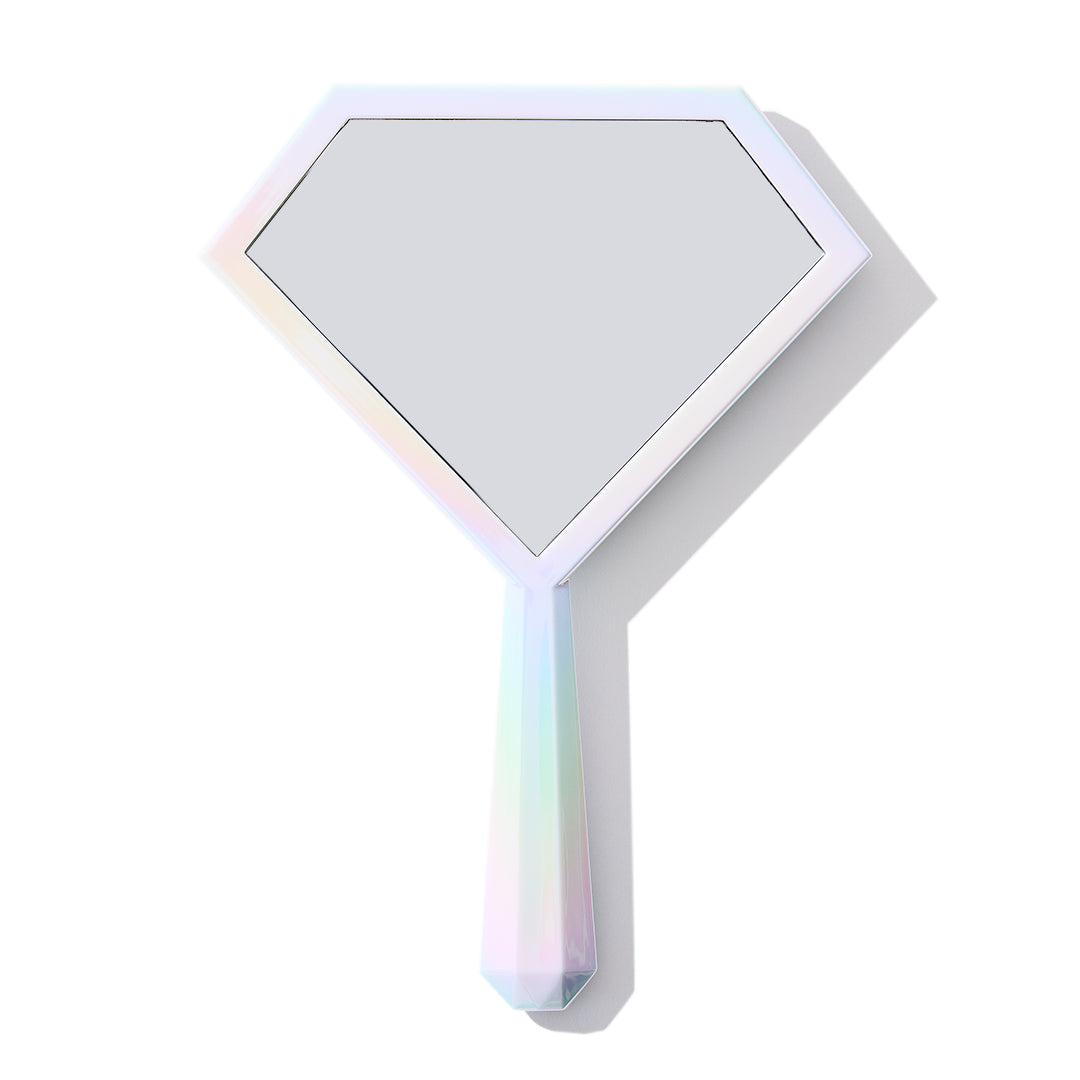 Mini White Iridescent Hand Mirror